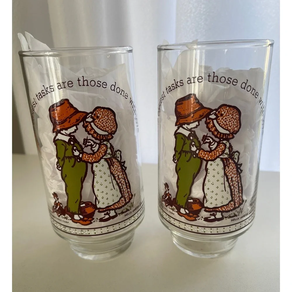Holly Hobbie Coca Cola Glasses Set‎ of 2 Vintage Limited Edition Collectible
